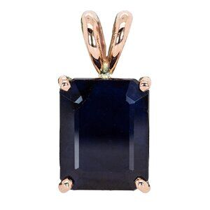Midnight Blue Sapphire Pendant in 14K Solid Gold | Solitaire Pendant